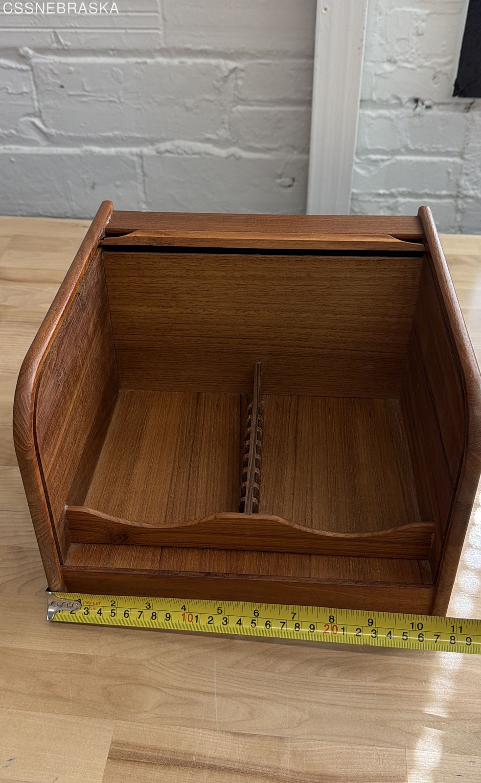 A.L.S. Industries Wood Tambour Roll Top Cassette Tape Storage Cabinet Vintage