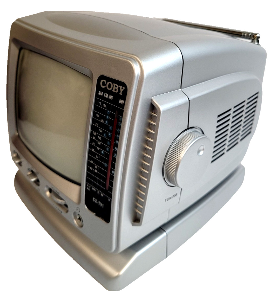 Coby CX-TV1 Black White 5-inch Portable VHF/UHF TV with AM/FM Radio New
