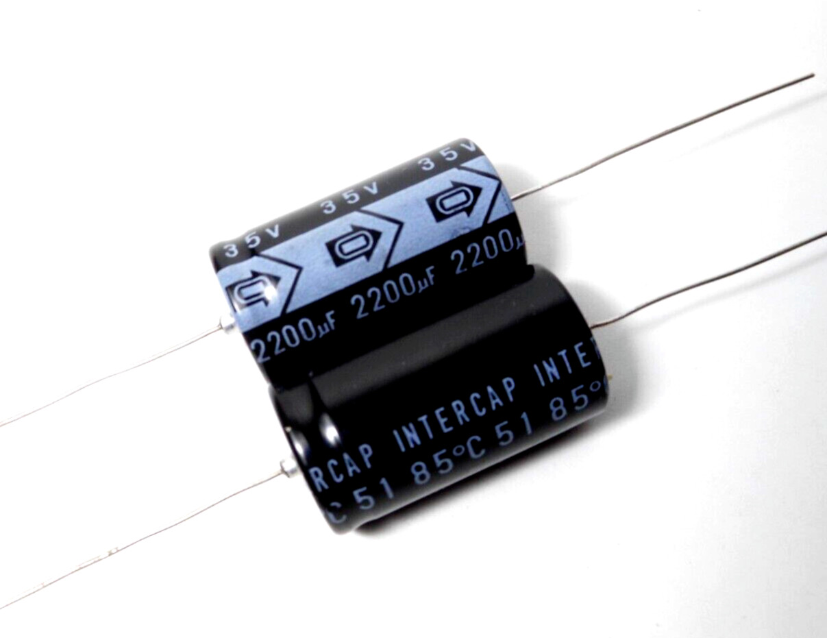 Intercap ICC USA 2200uF mfd 35V NOS Electrolytic Axial Capacitor NOS -x2 Pieces