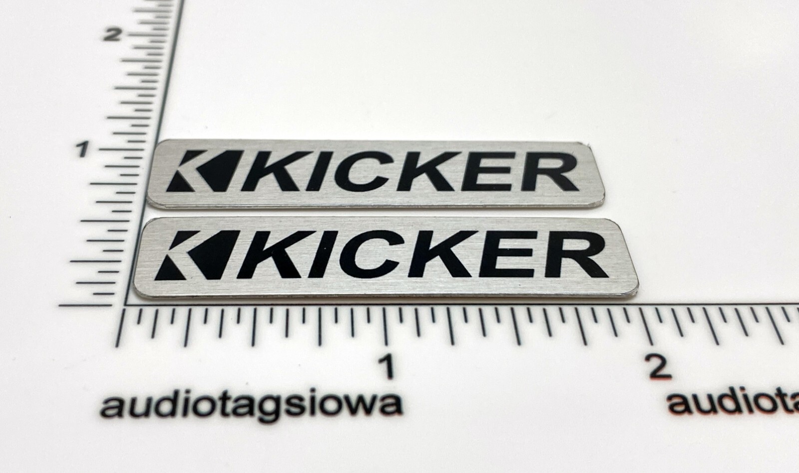 Kicker Speaker Badge 2″ Silver Pair Logo Emblem Custom Made Aluminum