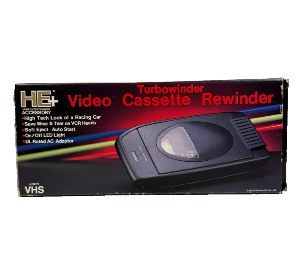 HE+ Turbowinder HE8672 VHS Video Cassette Rewinder NOS Sealed Jasco Vintage
