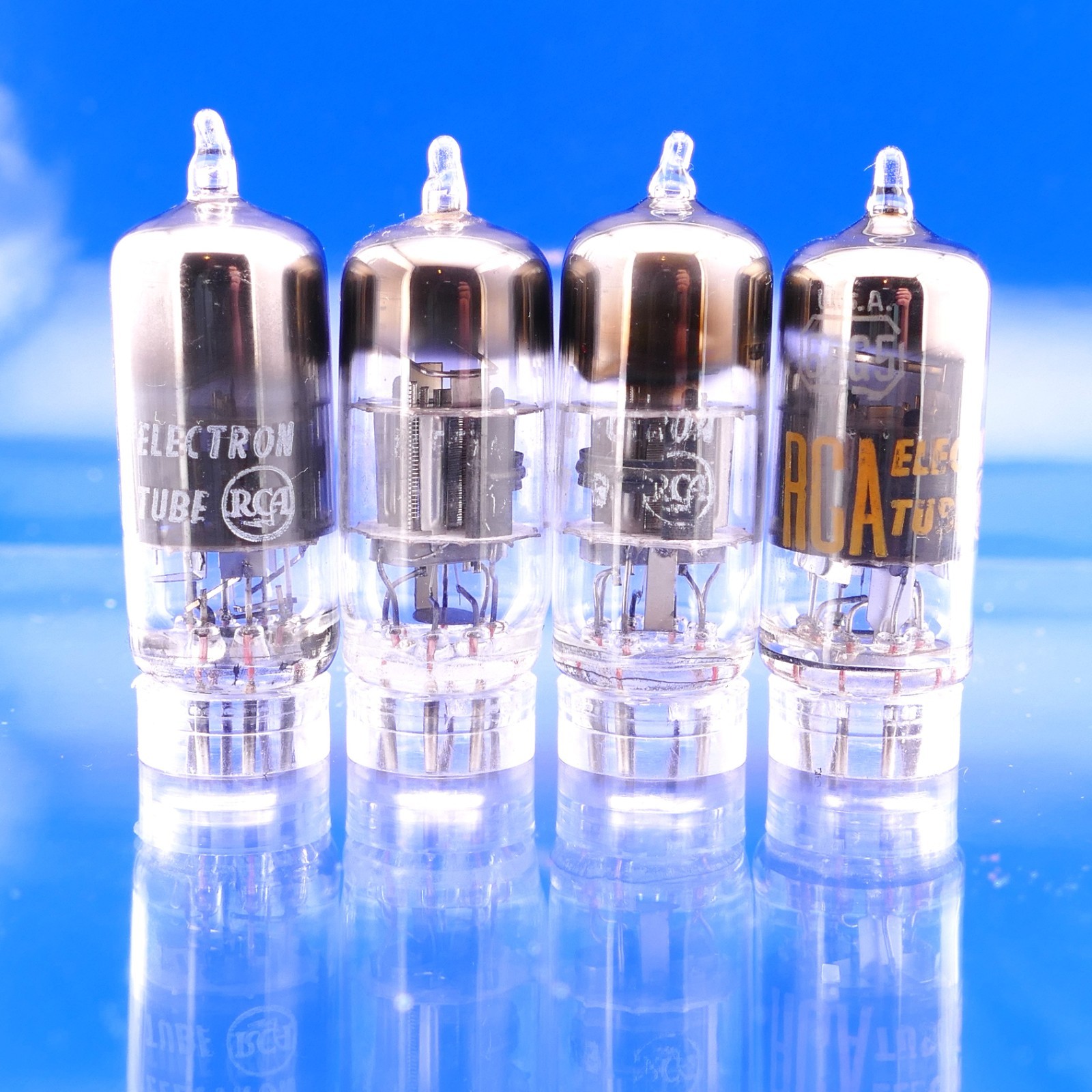Four RCA 6AG5 Tubes NOS GM[%]: 106 110 111 136 EM[%]: 115 118 131 132 AMPLITREX