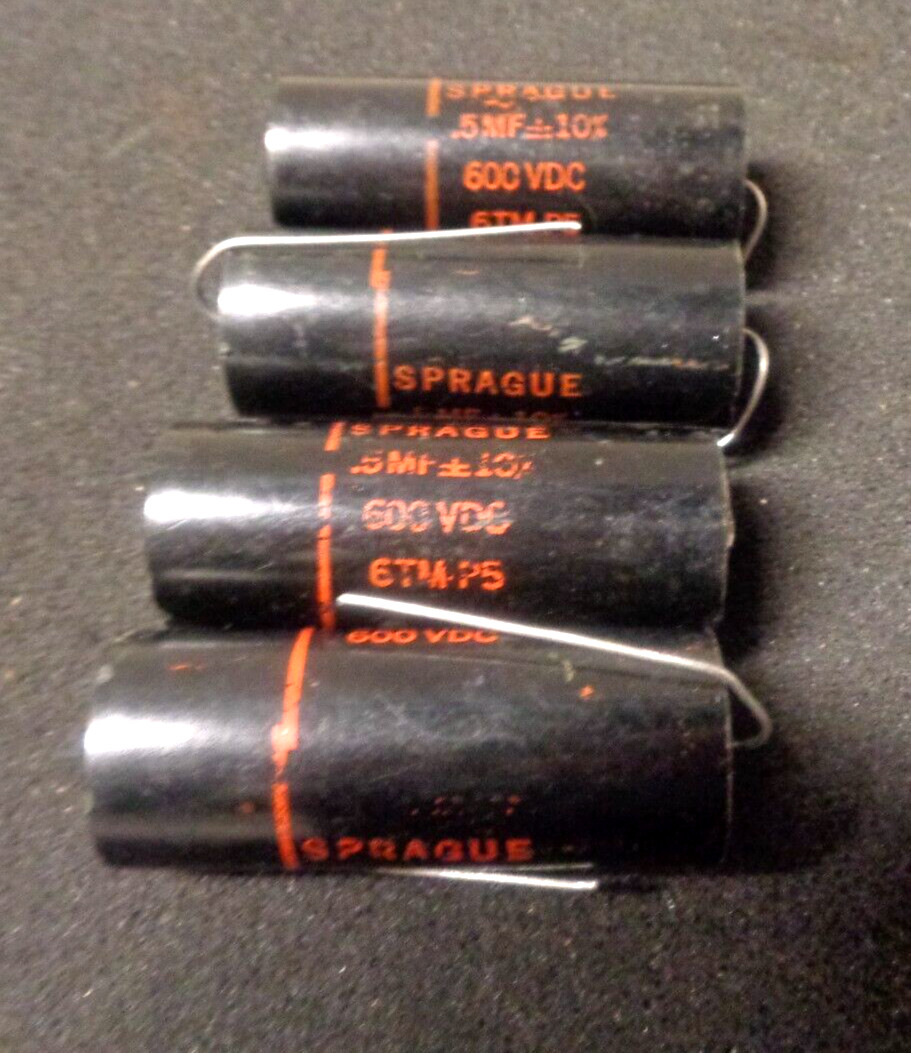 Sprague Black Beauty Capacitors .5 mf @ 600 Volts PN 6TM-P5 (4)