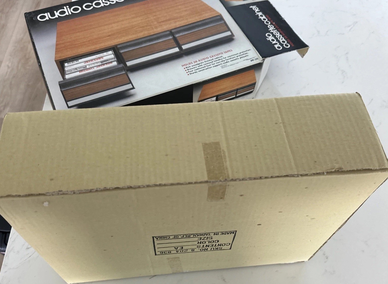 Vintage Audio Cassette Cabinet New In Box & Sealed Wood Grain Finish