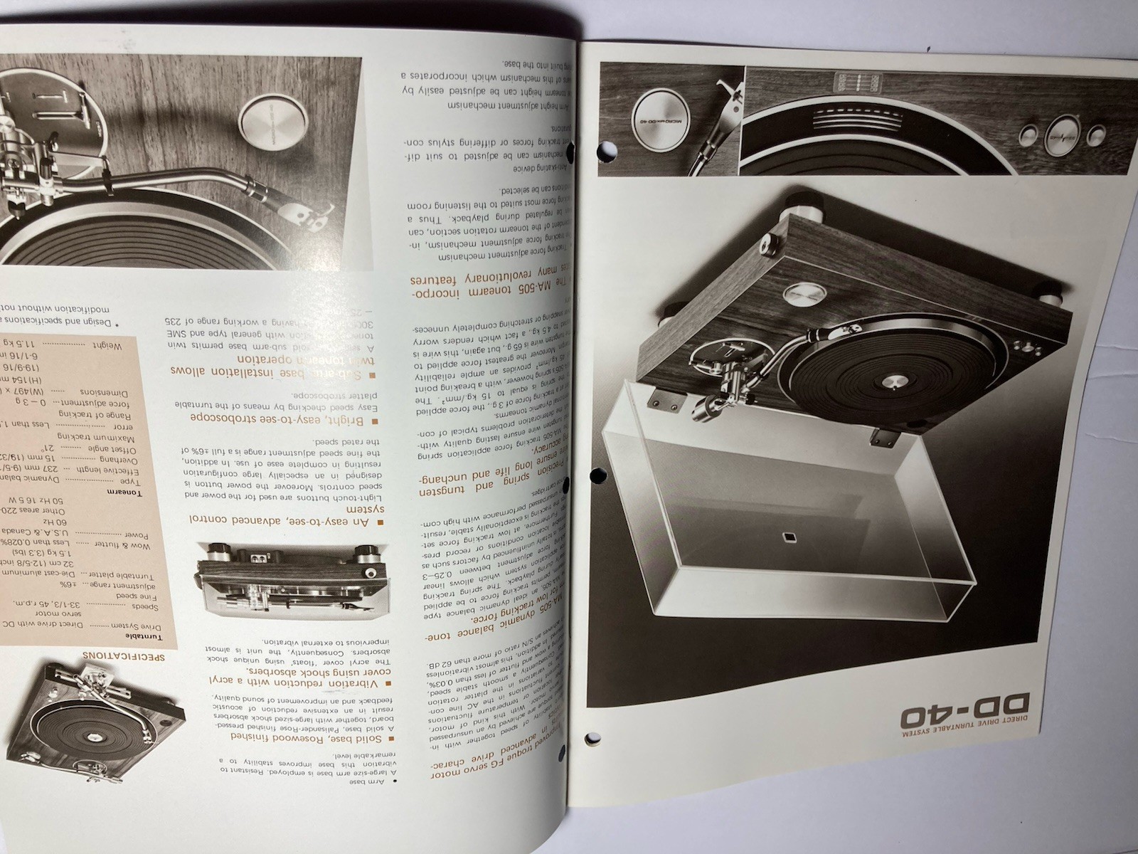 Micro Seiki Stereo Record Player Systems Catalog/Brochure