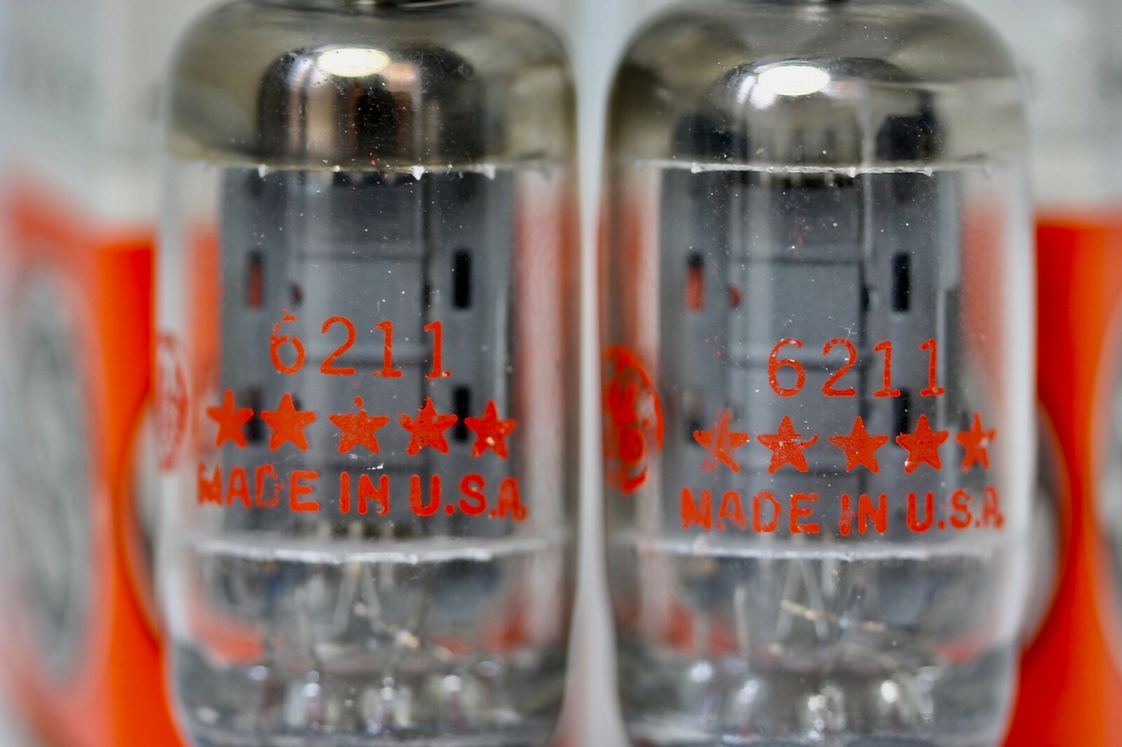 NOS GE 5-STAR ***** 6211 (Sub for ECC802S) MATCHED-PAIR D-GETTER TUBES 100% 1962