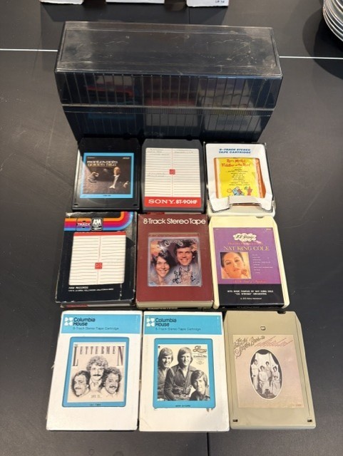 Vintage Plastic 8 Track Tape Holder – 12 Slots W/9 Eight Track Tapes