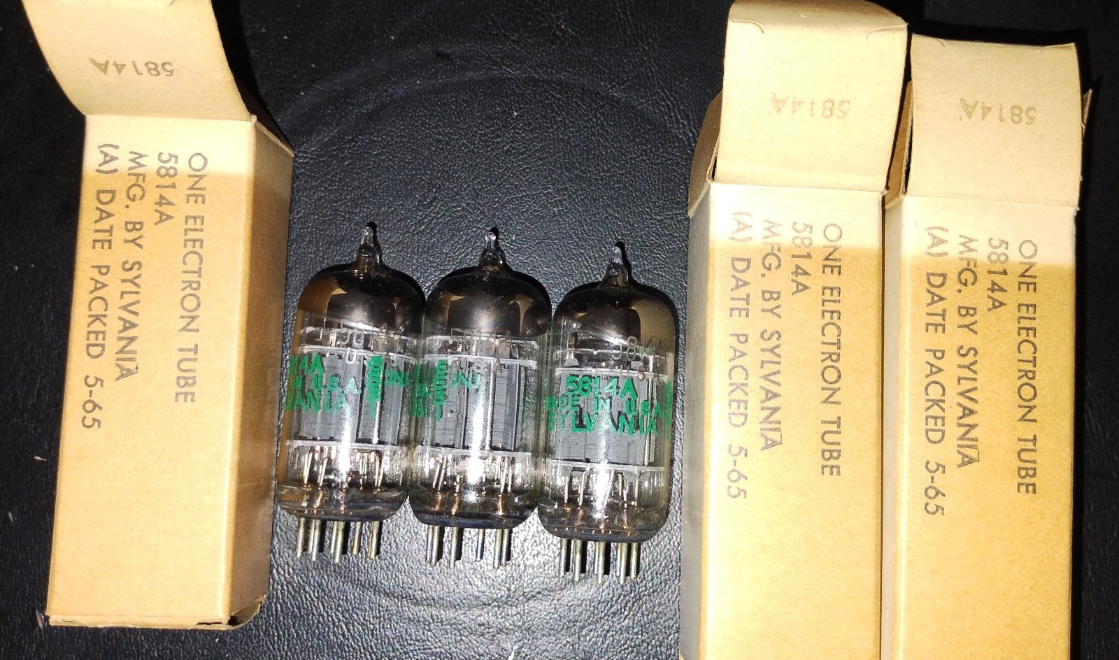 5814A/12AU7 ECC82 vacuum tubes 3pcs JAN Sylvania triple mica NOS 1965