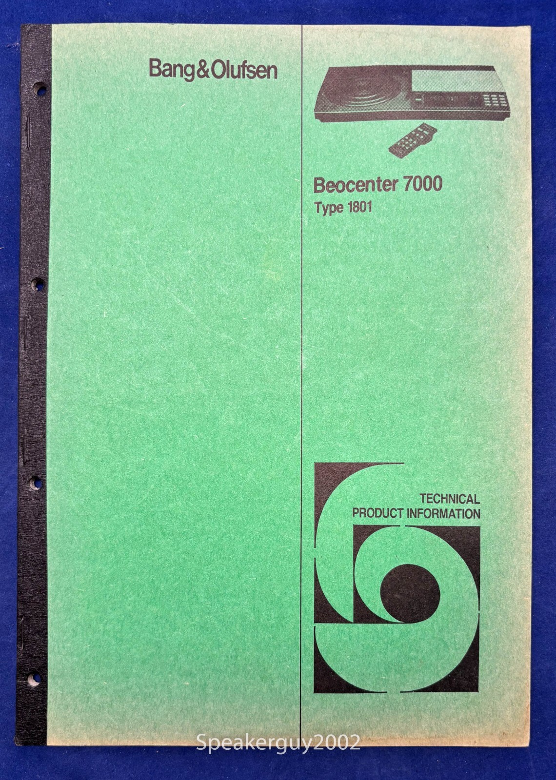Original Bang & Olufsen Beocenter 7000 Type 1801 Service Manual — #1