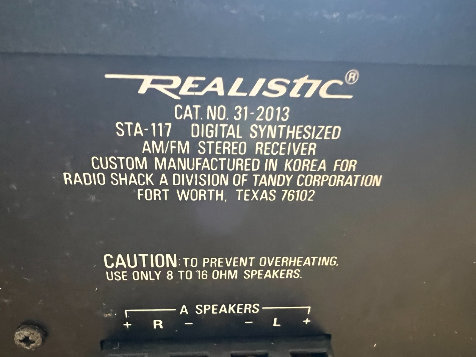 Vintage Realistic STA-117 Stereo Receiver