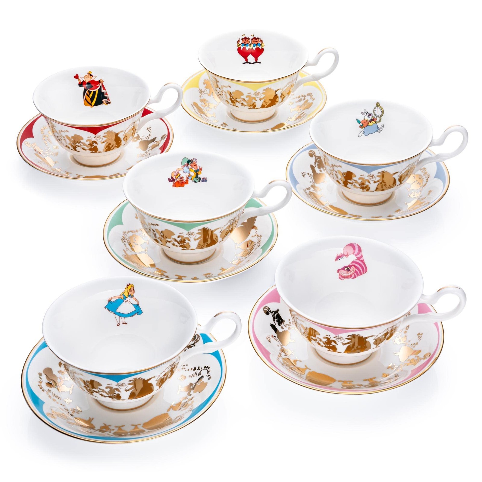 Disney Alice in Wonderland Cup and Saucer, Fine Bone China, 7.5 × 15 ×