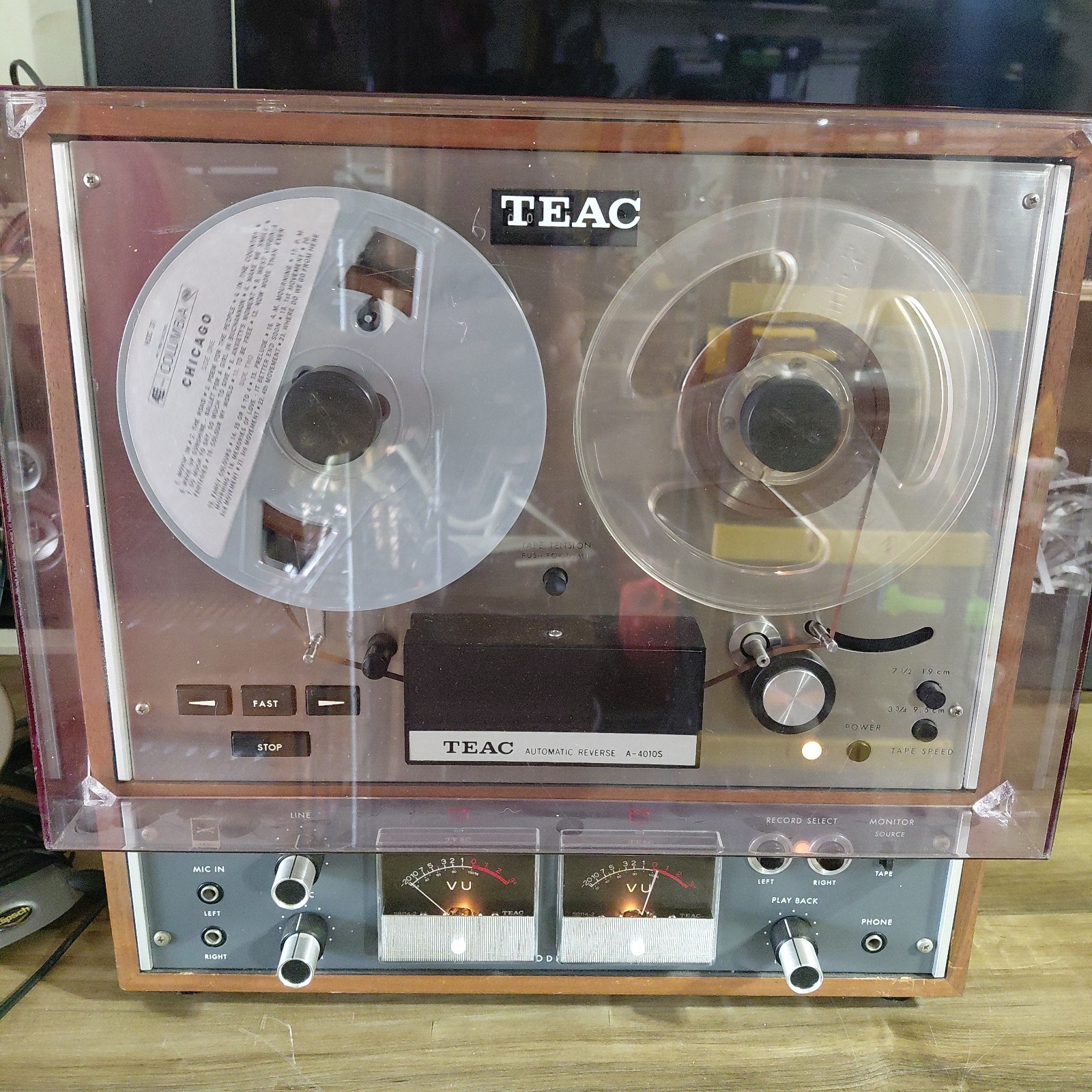 TEAC A-4010S Reel to Reel Tape Deck w/ AR-40S Amplifier Wood Case Vintage