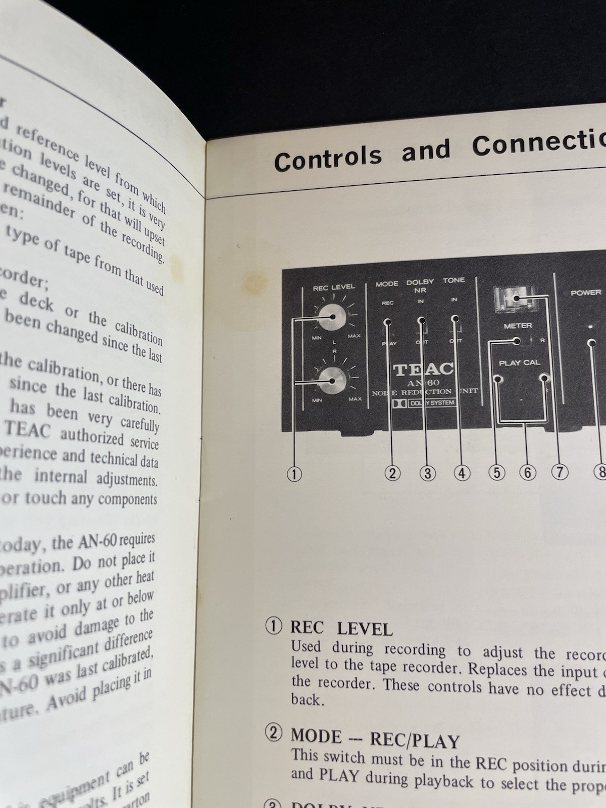 Vintage Original TEAC AN-60 Noise Reduction Unit Instruction Manual