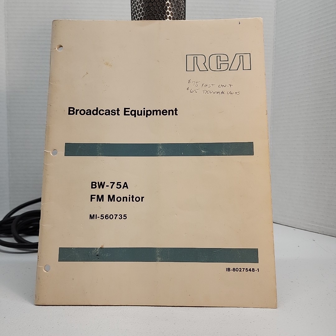 RCA BW-75A FM Monitor Vintage Instruction Manual MI-560735