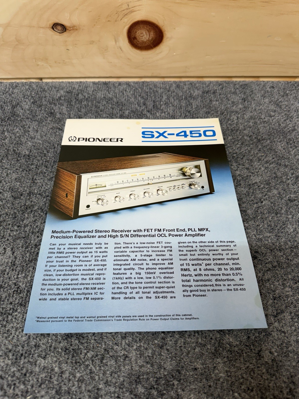 ⭐️ Original Pioneer SX-450 Stereo Receiver Dealer Sales Brochure -NICE!