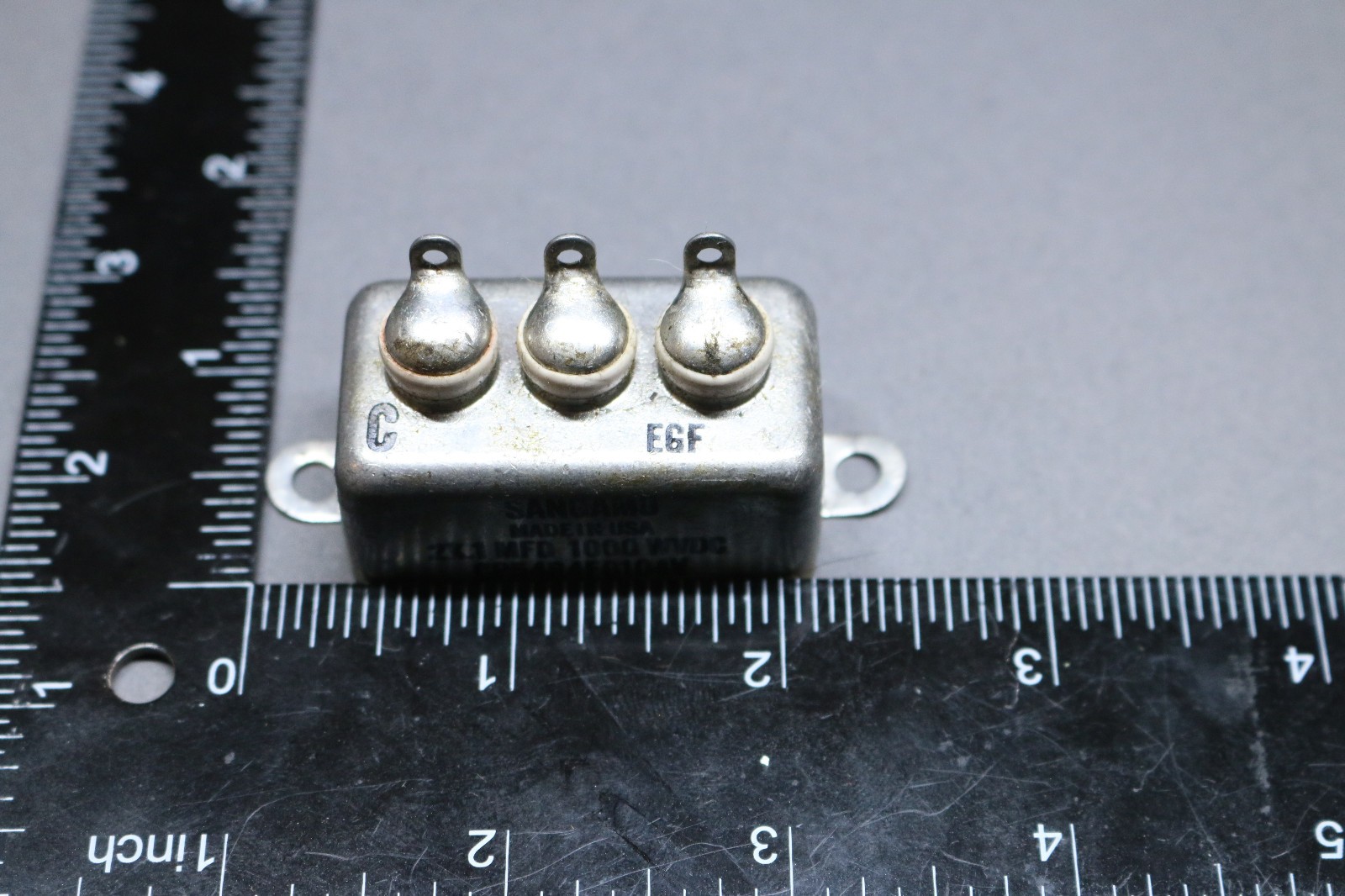 Vintage Sangamo 2x .1 uF 1000V DC PIO Capacitor Tube Amp Tested Good 1kV Oil USA