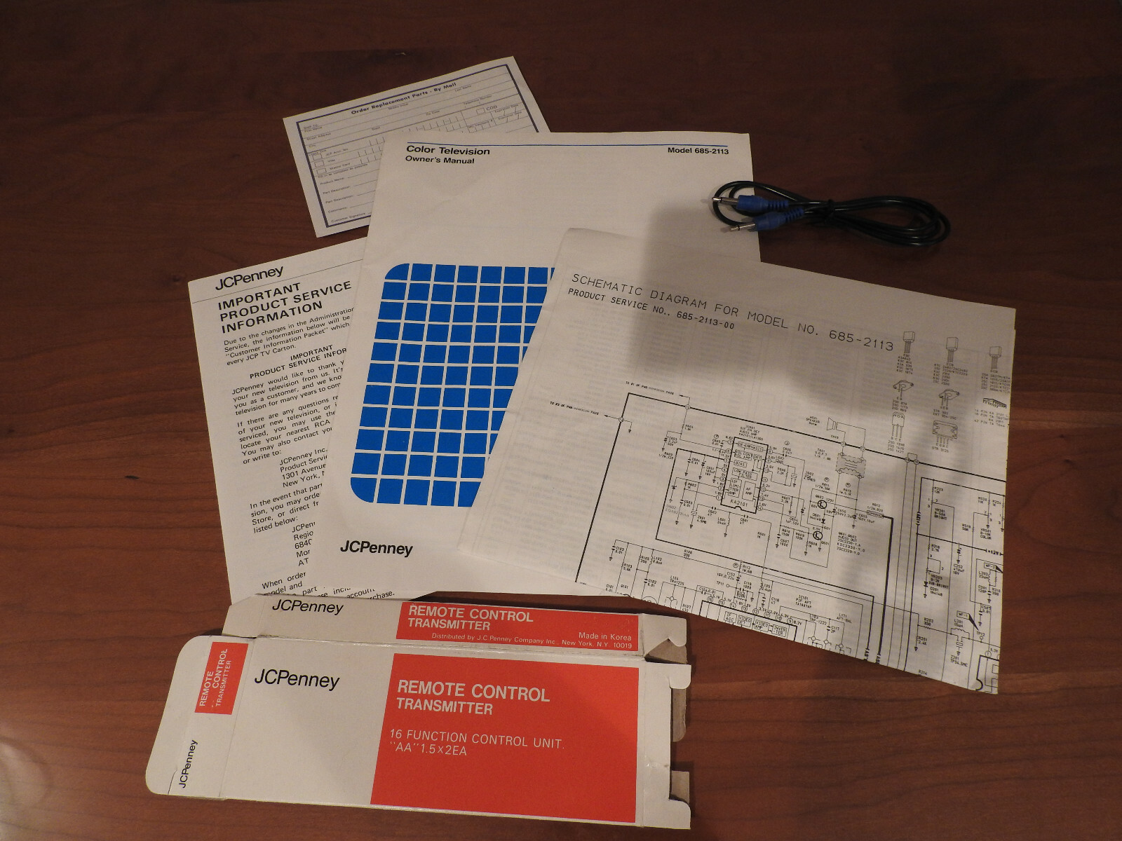 Vintage J.C.Penney Color Television 685-2113 Owner’s Manual, Schematic Diagram++