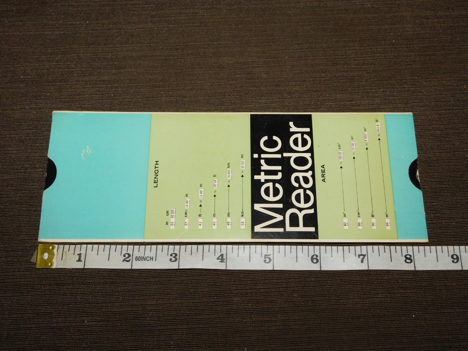 VINTAGE 8 1/2″ X 3″ 1974 PERRYGRAF CARDBOARD METRIC READER