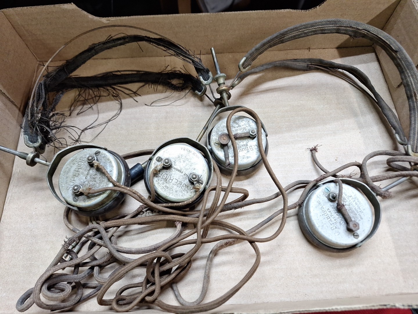 Vintage Headphones Head Phones For Early Battery Radio TRF OPEN