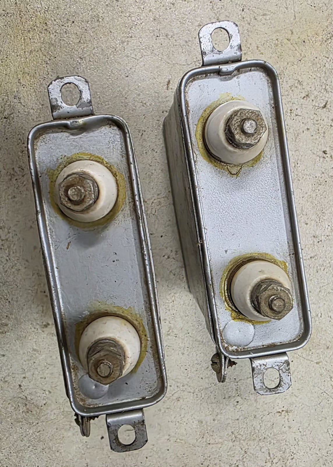 (2) Vintage CORNELL DUBILIER 8 MFD @ 600VDC PIO Oil Capacitor Tube Amplifier
