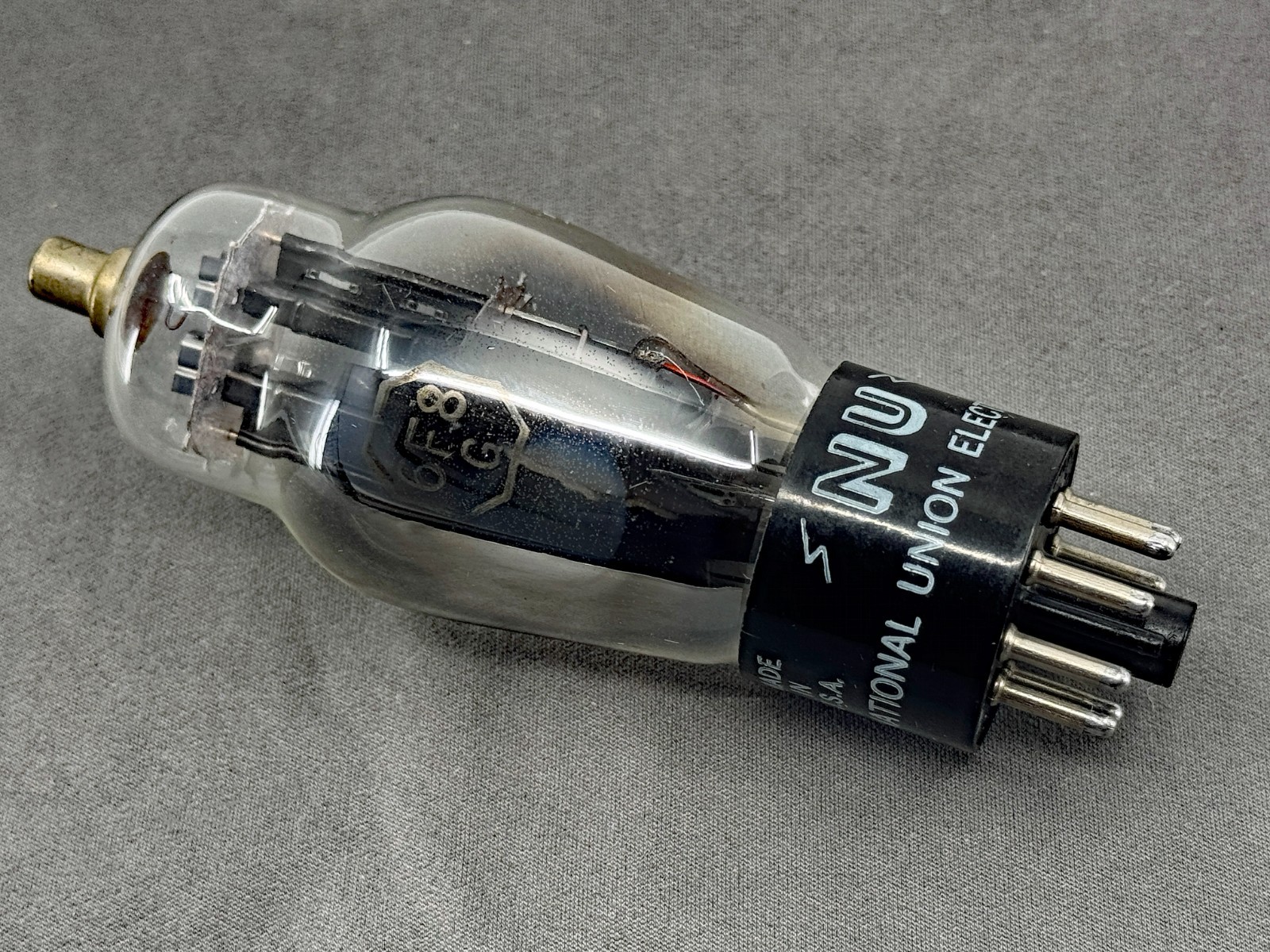(1) NOS National Union 6F8G Vacuum Tube Black ‘T’ Plates Foil Getter Tests NOS