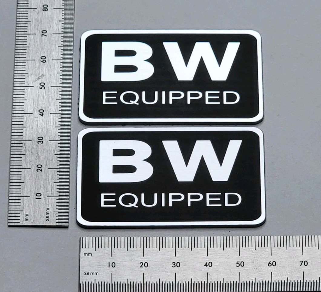 Peavey BW Equipped Badge Logo Emblem Premium 3D Silver Pair With 3M Adhesive
