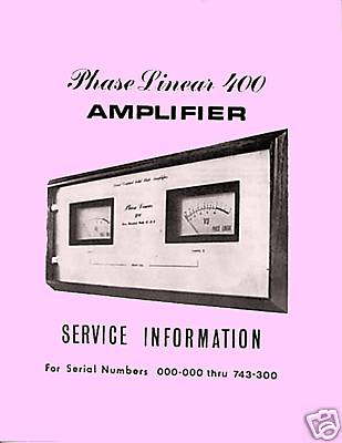 SERVICE MANUAL SET FOR PHASE LINEAR PL-400 PLUS DRS-400 VIA USB FLASH DRIVE
