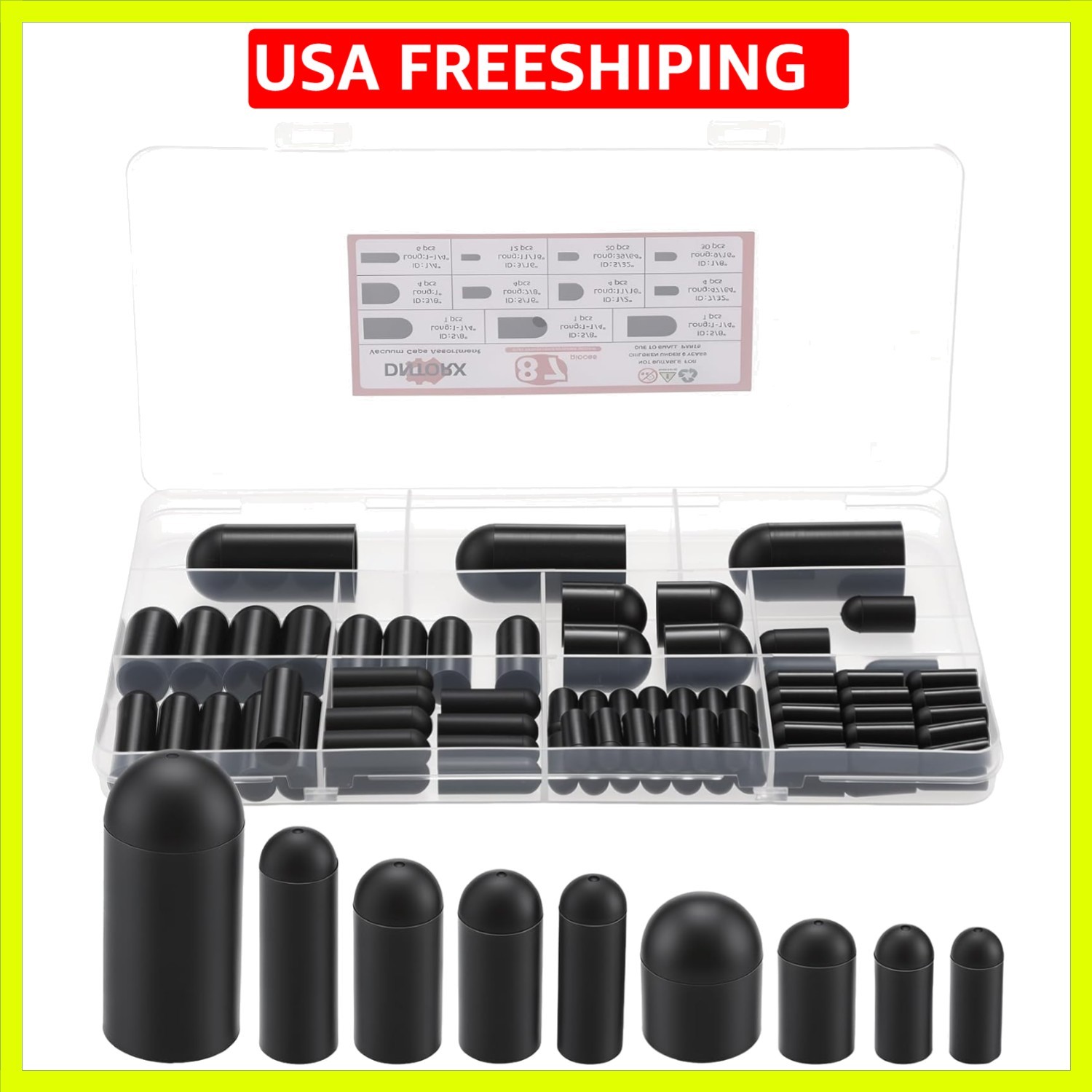 Vacuum Caps Assortment, 87 Pieces 11 Sizes Vacuum Plugs Hose End Caps Assortm…