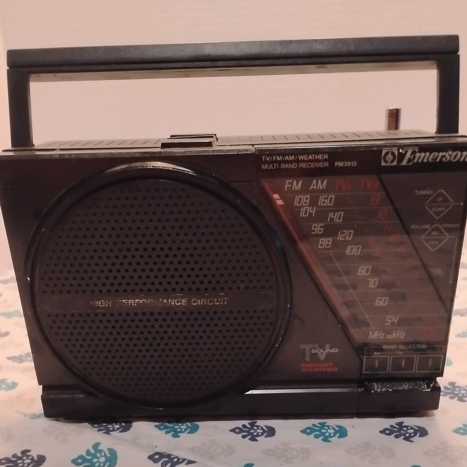 Vintage Emerson PM3912 TV/FM/AM/Weather Multi Band Receiver Tested and Works