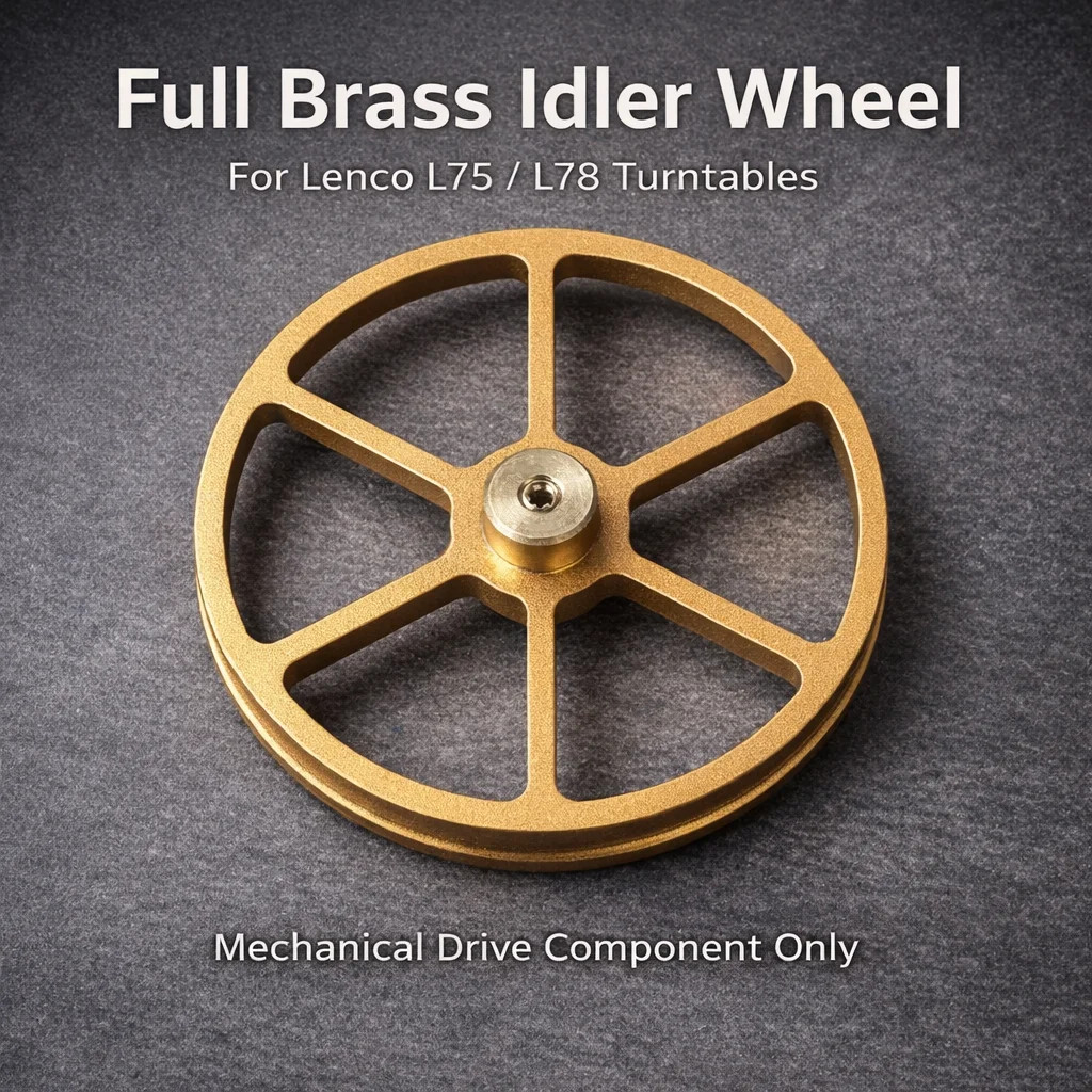 Brass Idler Wheel Drive Component for Lenco L75 / L78 Turntables, Precision Shaf