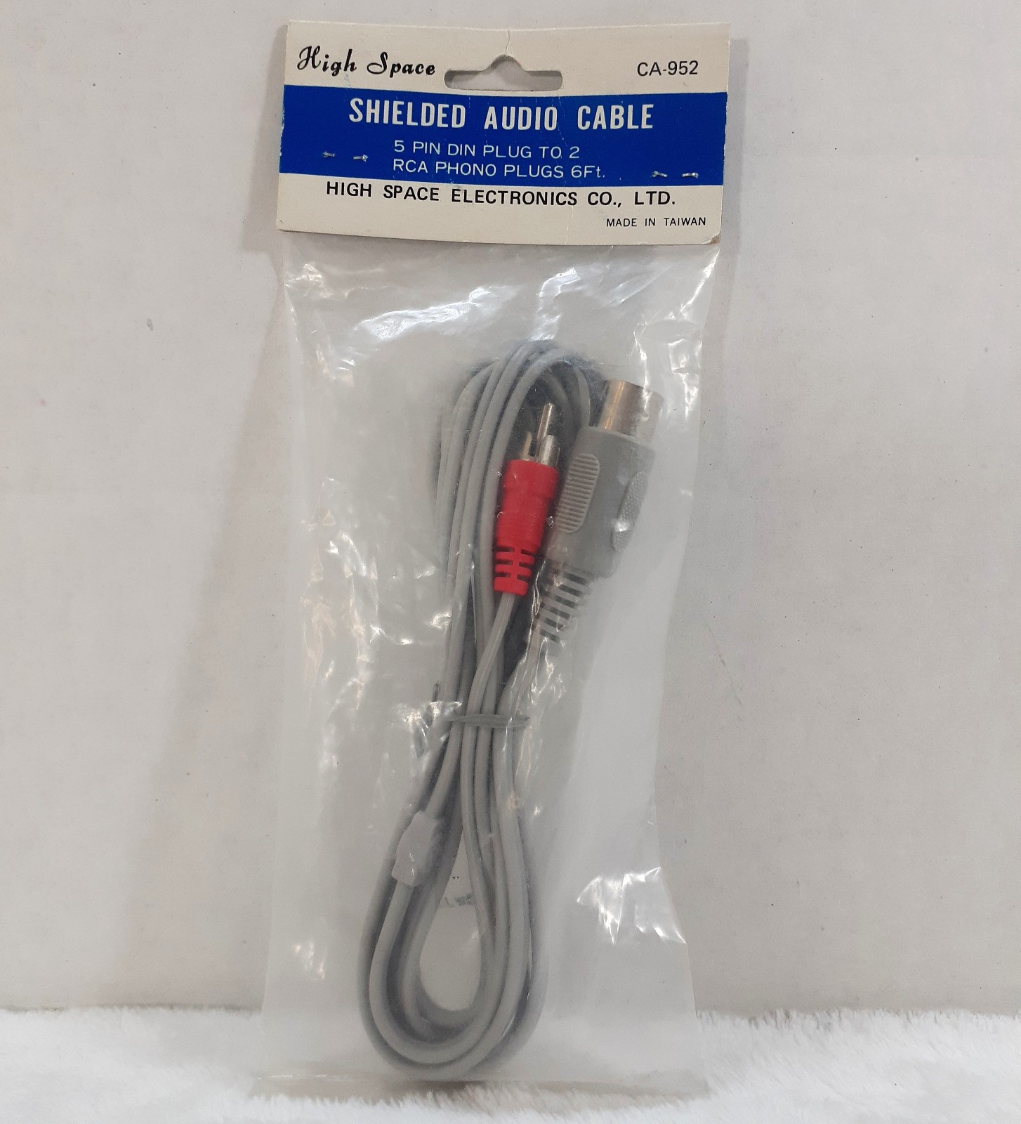 Vintage DIN 5 Pin to 2 RCA Cable High Space Electronics CA-952 Taiwan Sealed NEW