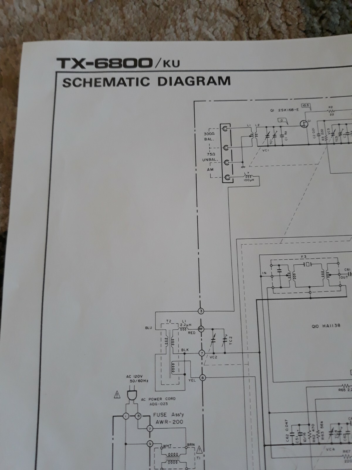 Pioneer TX-6800 Original Schematic