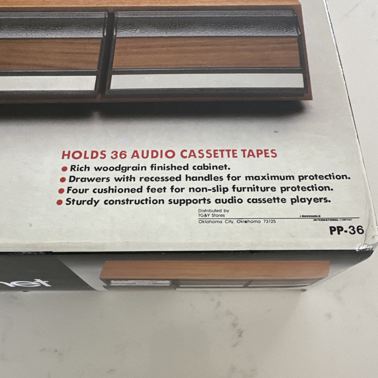 Vintage Audio Cassette Cabinet New In Box & Sealed Wood Grain Finish