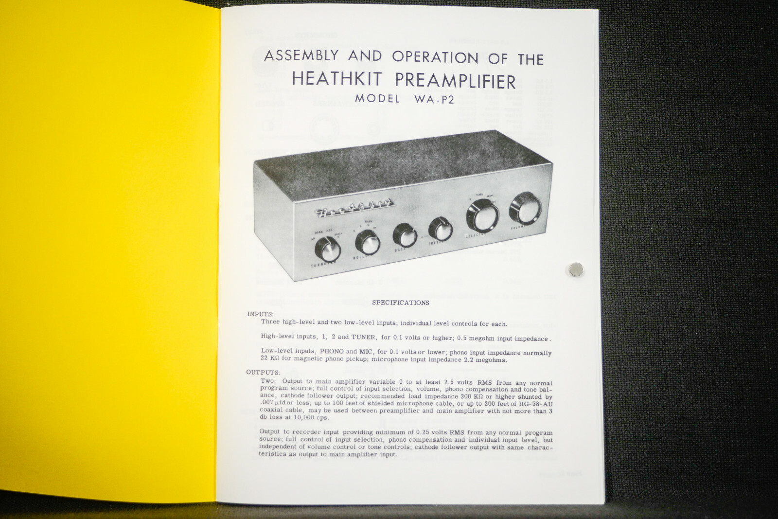 Heathkit WA-p2 tube preamplifier manual build assembly operation diagrams
