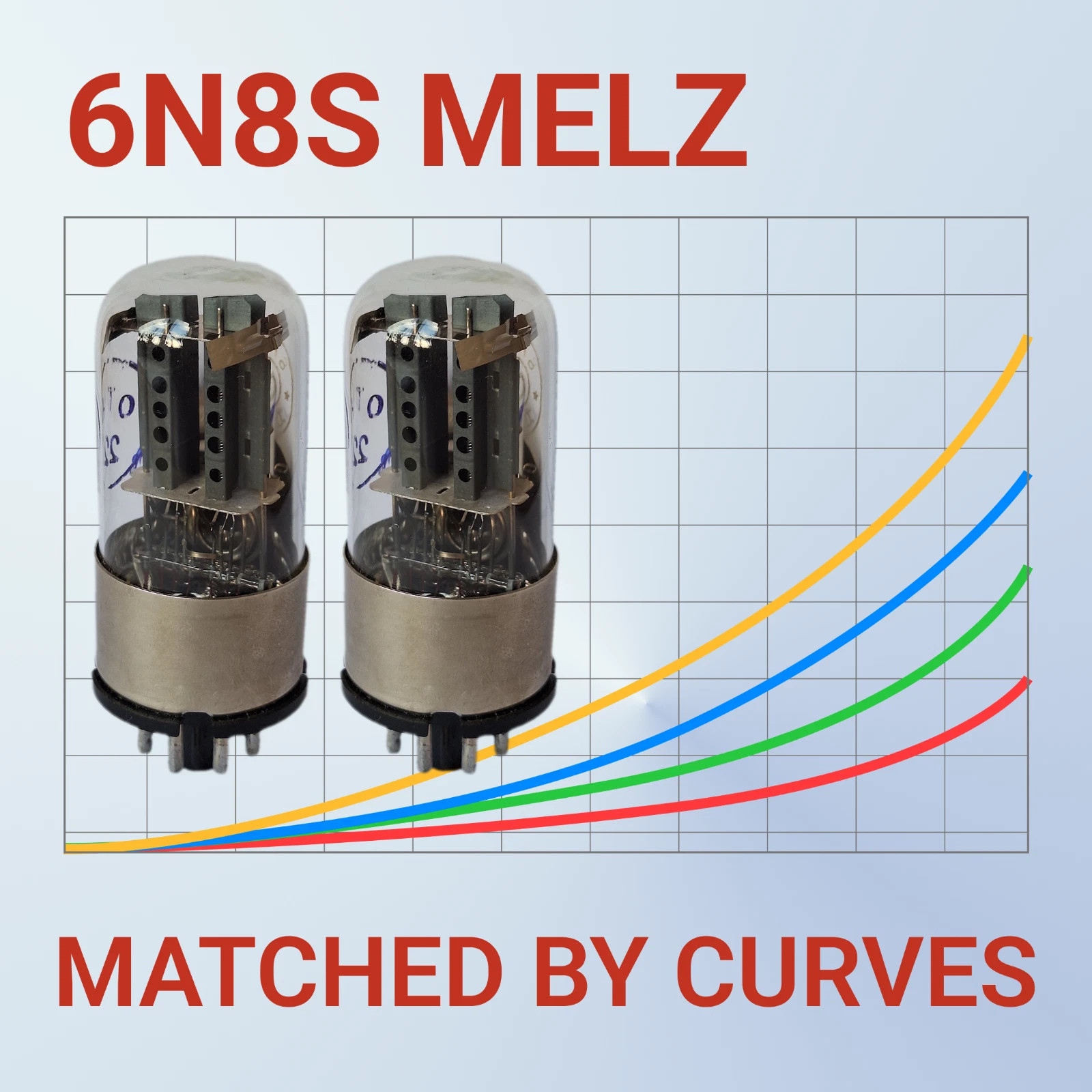 6N8S MELZ HOLED MATCHED PAIR BY CURVES! BALANCED! (6SN7 / ECC32 / 1578) NOS