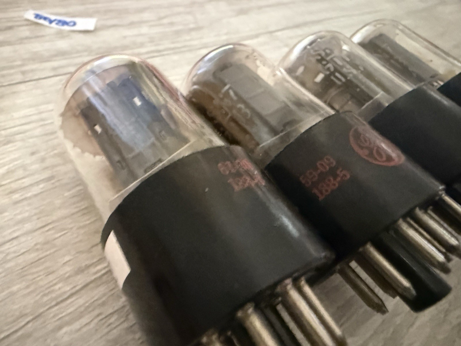 NOS Matched Quad GE 6SN7 GTB Red Label Side Getters OLD STOCK 60s