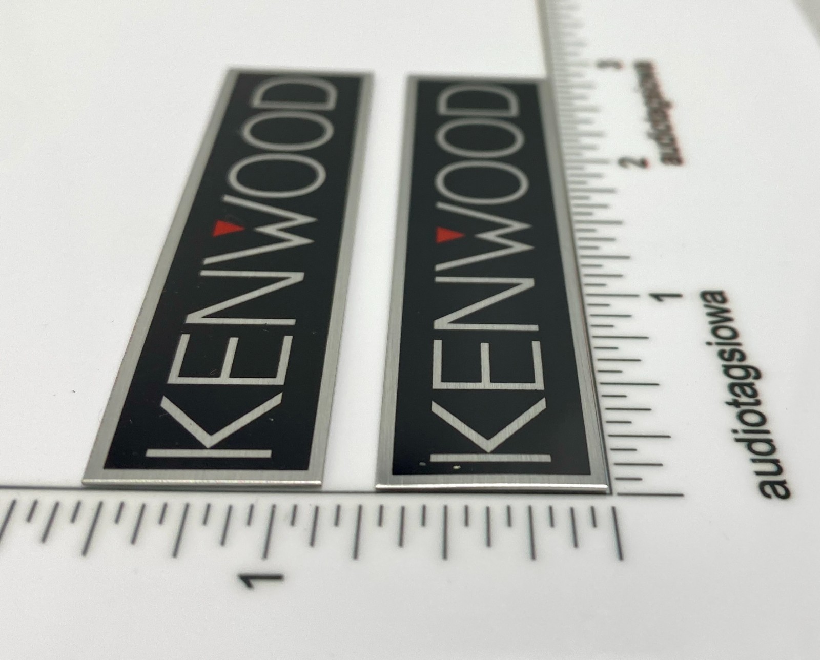Kenwood Badge Logo Emblem Pair for Speakers, Amps, Turntables Black Version