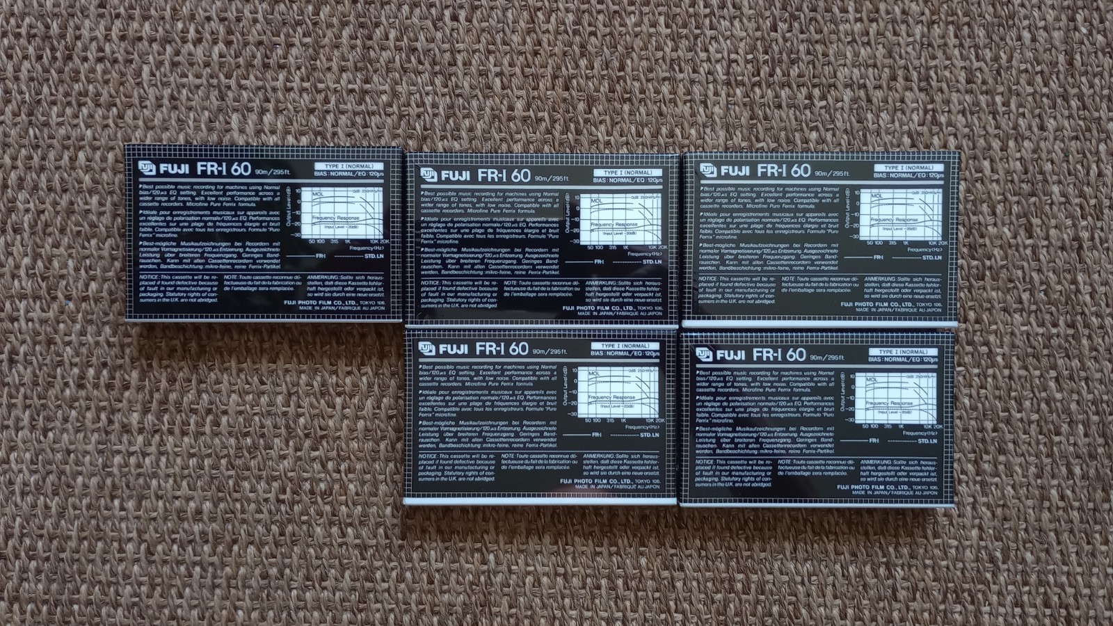 Fuji FR-I Audio Cassette Tape 5 pcs. lot