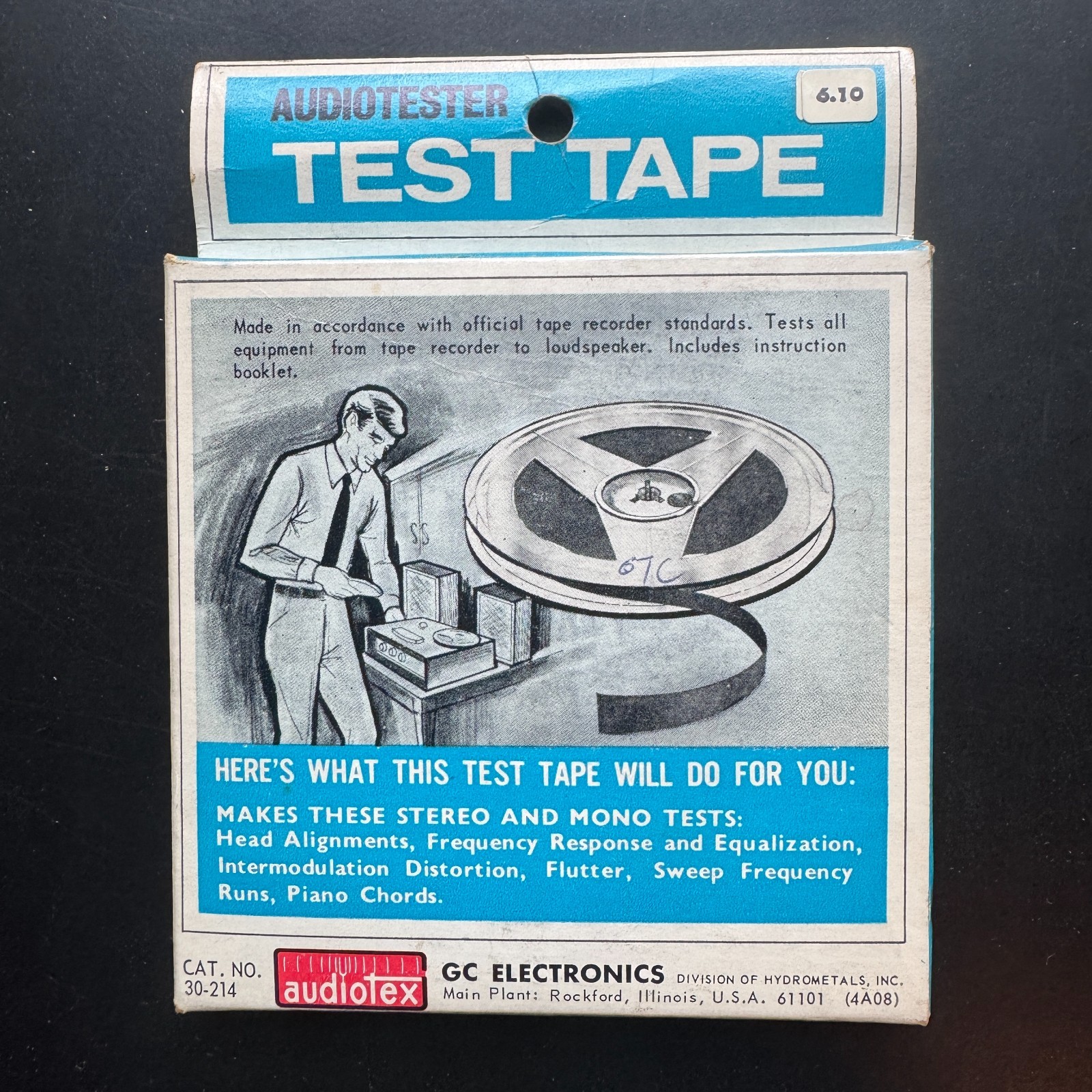 VINTAGE AUDIOTESTER REEL TAPE – Stereo & Mono Testing – Audiotex 30-214 NIB NOS