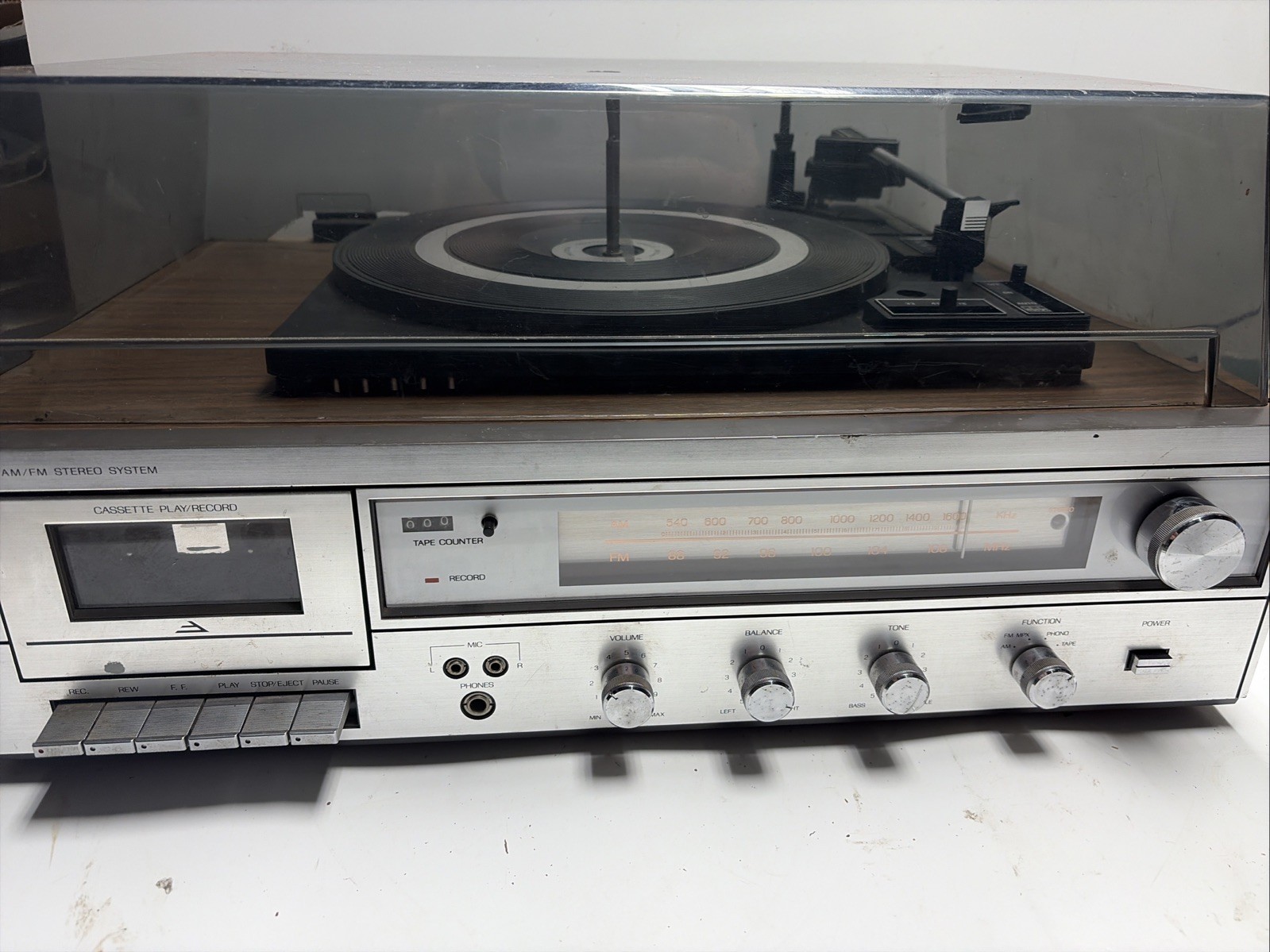 SEARS AM FM Stereo System Electronic Frequency Display Tape Powers On Repair