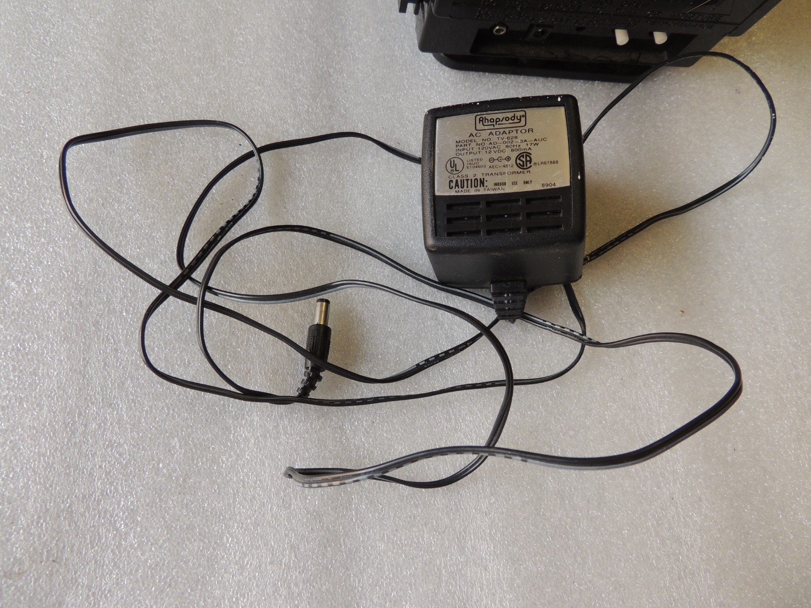 Rhapsody Black & White 4.5″ TV model TVS-628 clean untested w/ AC adaptor