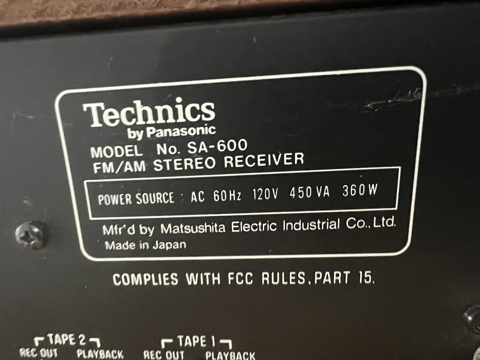 Vintage Late 1970’s Technics SA-600 FM/AM Stereo Silver Face Wood Receiver