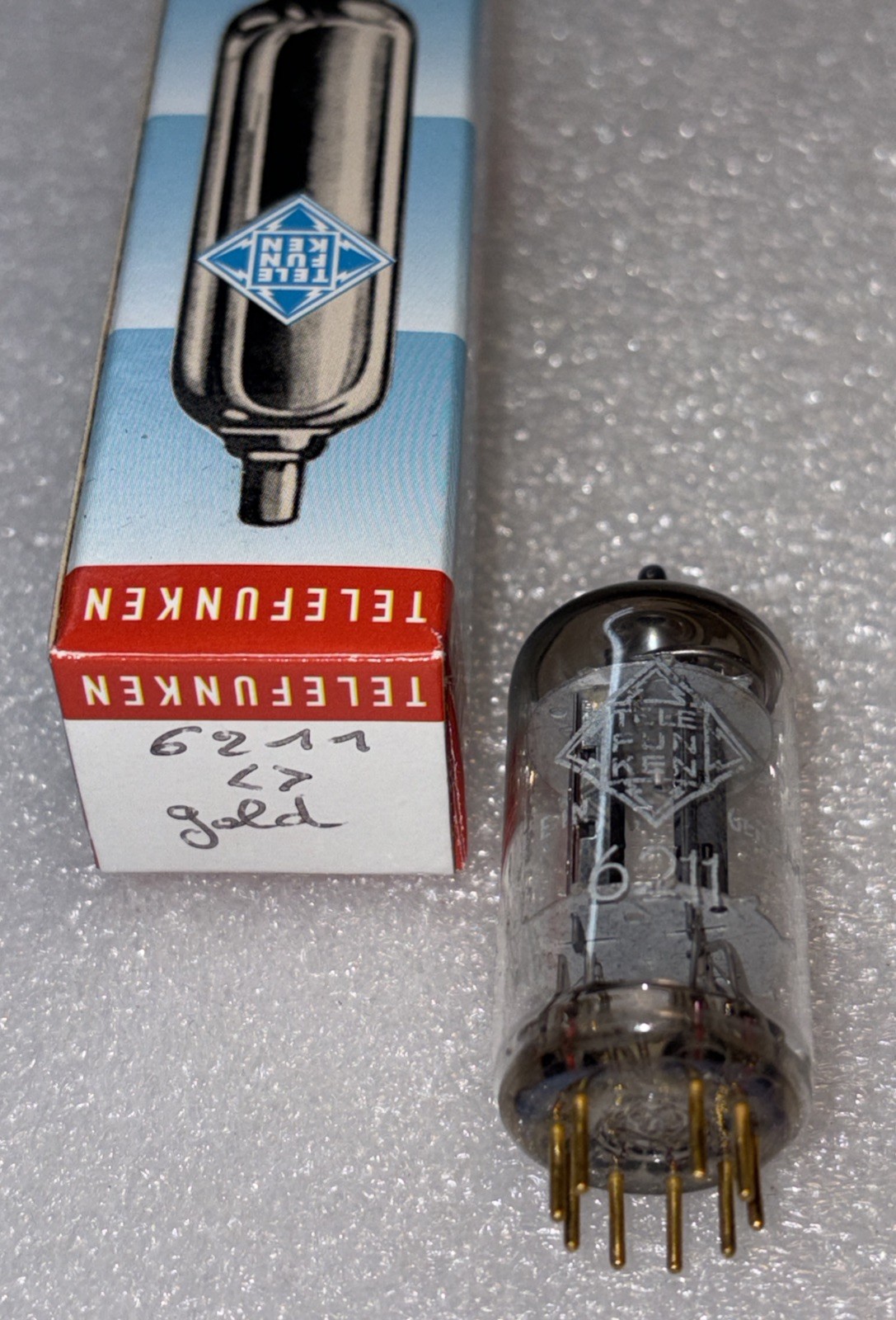 RARE GOLD PIN NOS TELEFUNKEN 6211 TUBE SIM TO ECC801s WEST GERMANY AMPLITREX NOS