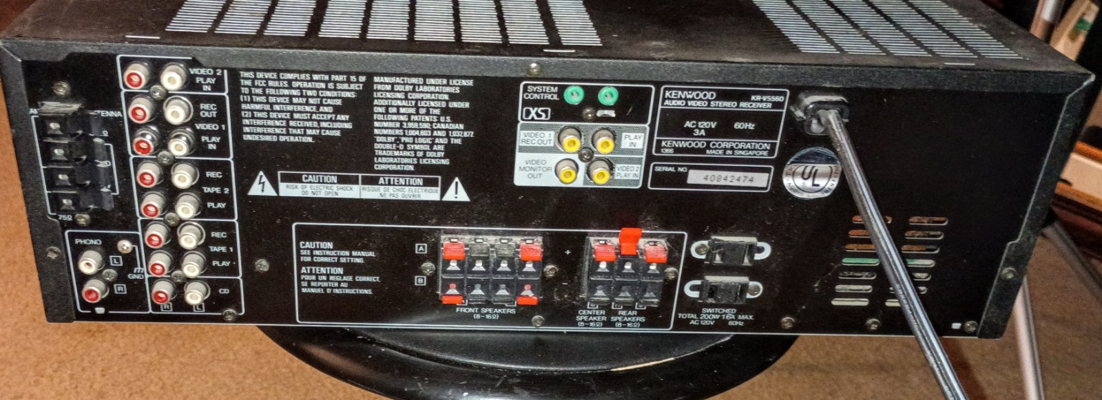 Vintage Kenwood KR-V5560 Stereo Receiver Tested Working Phono Input