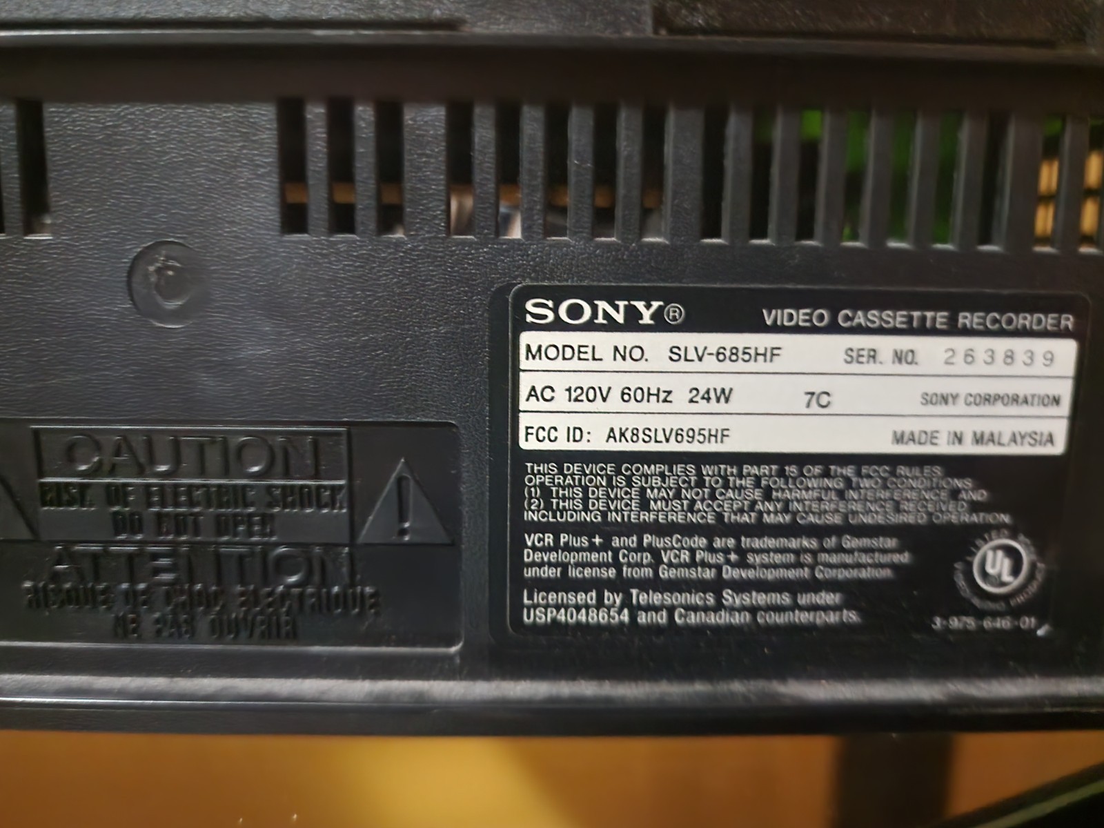 SONY SLV-685HF Hi-Fi VHS VCR Player Recorder With Remote Tested