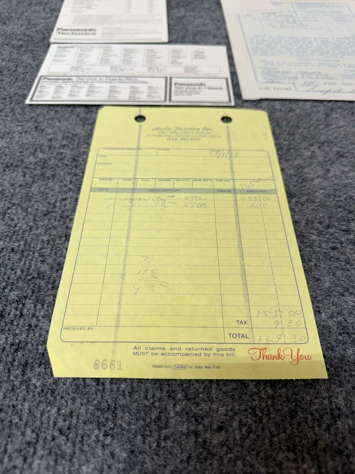 ⭐️Original Technics SL-1600mk2 / SL-1610mk2 User Instruction Manual & Receipt ⭐️
