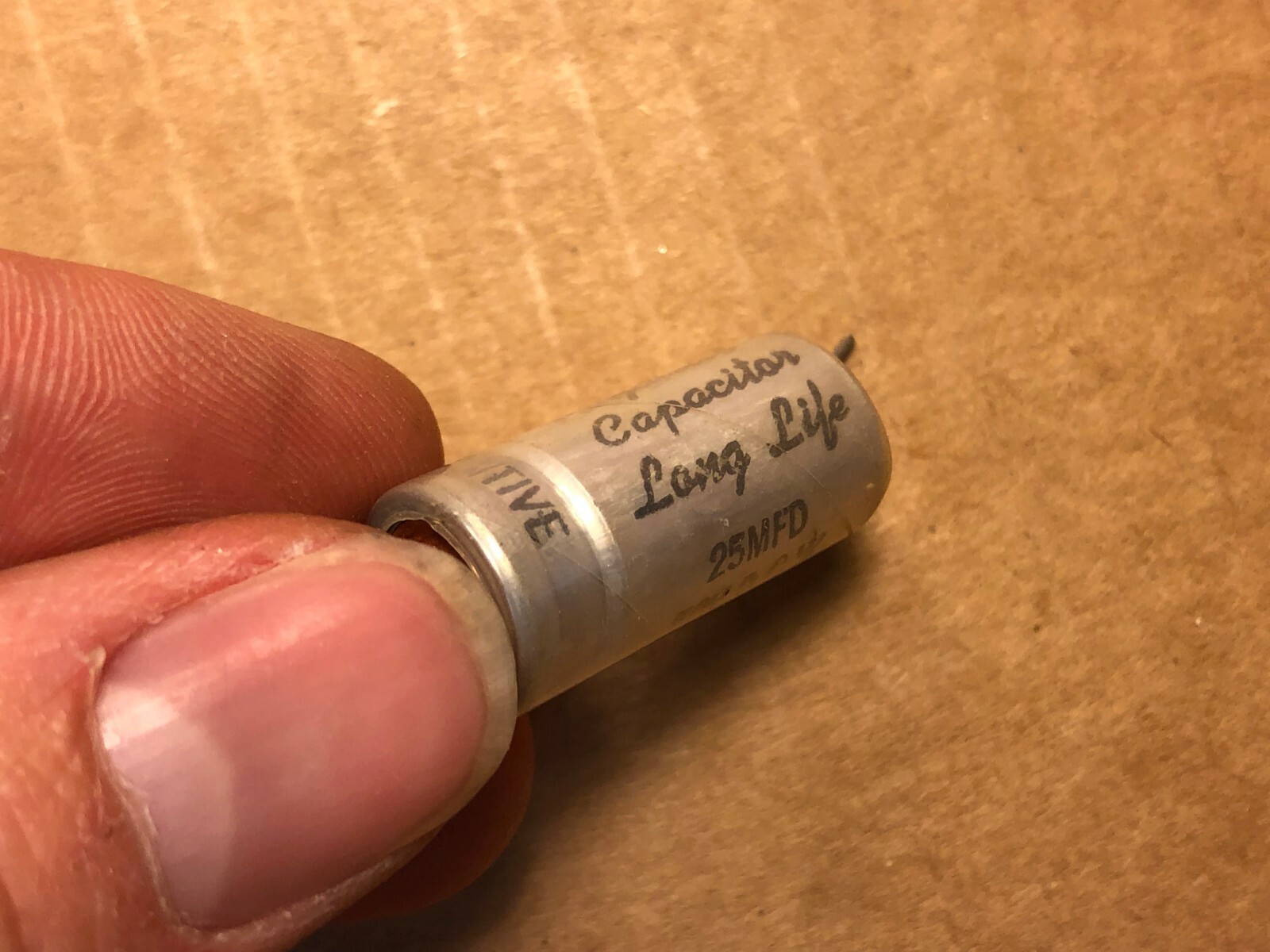Vintage ICC Royalitic 25 uf 50v Metal Capacitor 1957 Guitar Tube Amp Axial Cap