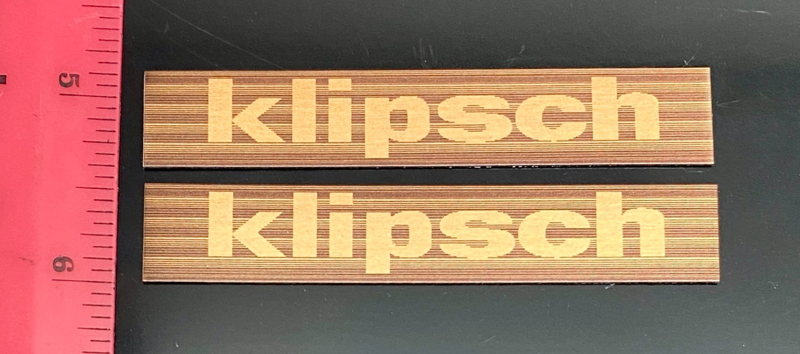 Klp Speaker Badge Custom Made Aluminum PAIR Laser