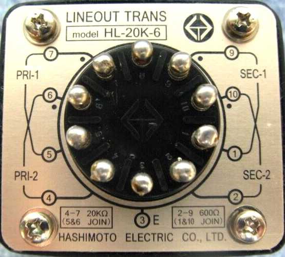 Hashimoto HL-20K-6 (Sansui) 2-Pack Set 20Kohm:600/150ohms Line Out Transformer