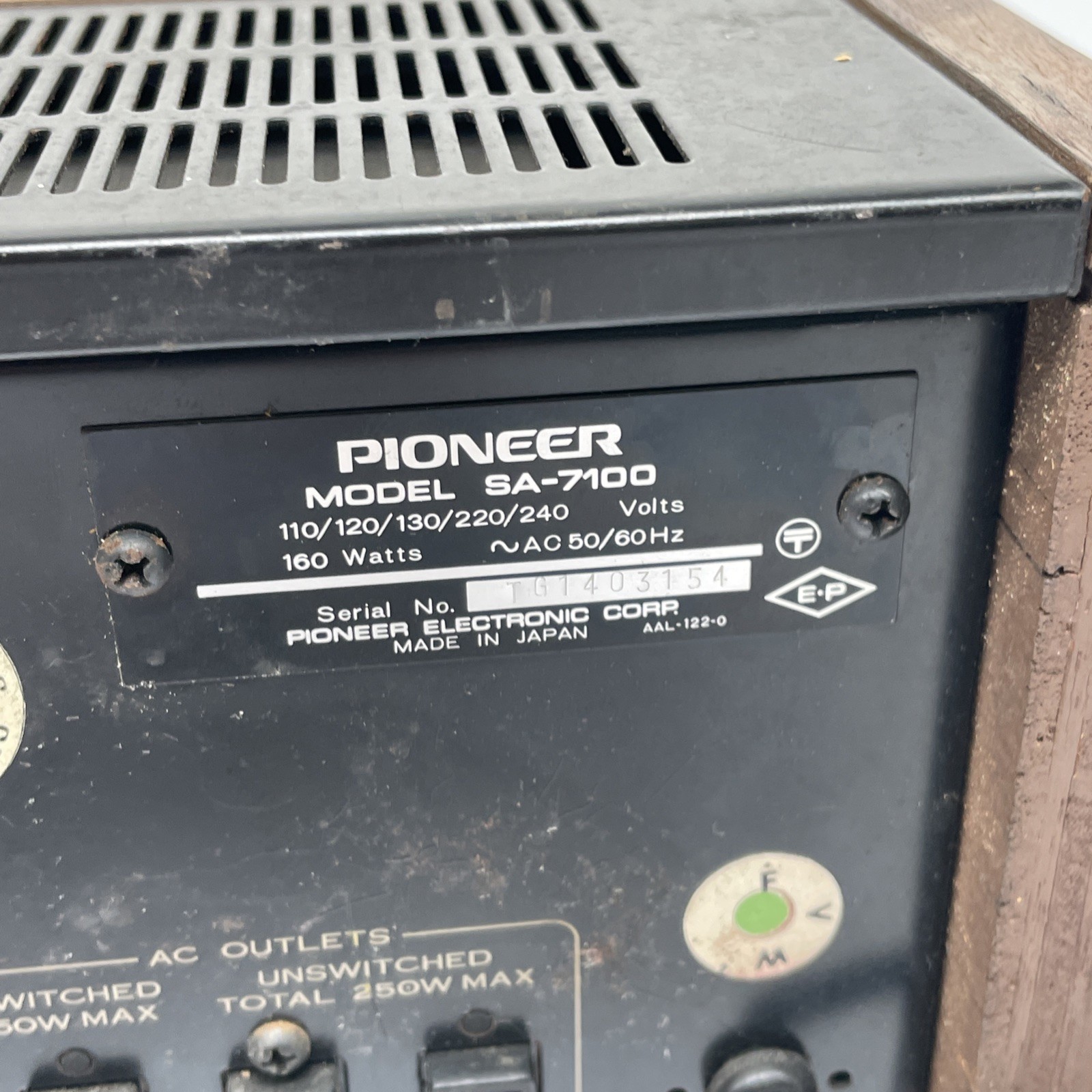 Rare Pioneer SA-7100 Integrated Amplifier Silver Face VTG Japan *TESTED WORKING